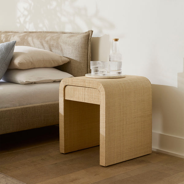Montecito 1-Drawer Raffia Side Table