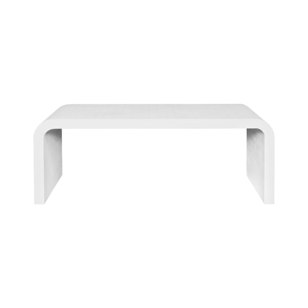 WATERFALL EDGE COFFEE TABLE IN TEXTURED WHITE LINEN