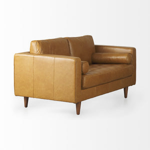 Svend 65.0L x 38.0W x 34.0H Tan Leather Love Seat Sofa