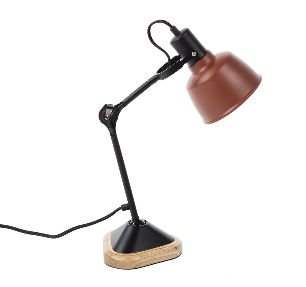 Eduardo Table Lamp - Matt Black/Brick-Red Shade