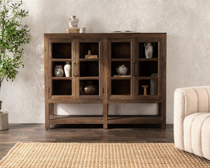 Kharga Reclaimed Wood Cabinet with Glass Doors