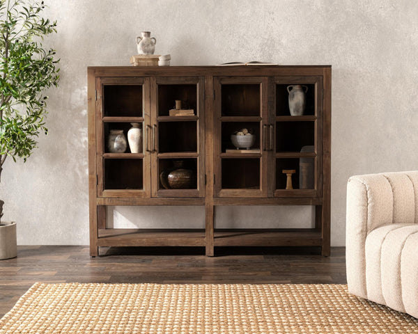 Kharga Reclaimed Wood Cabinet with Glass Doors