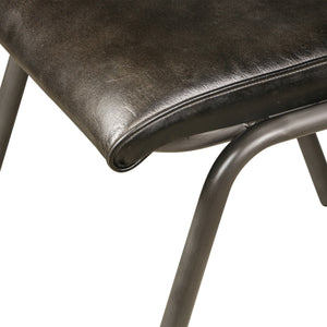 Bill 17" Ebony Leather and Iron Dining Chair