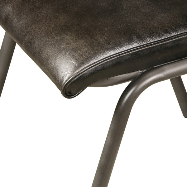 Bill 17" Ebony Leather and Iron Dining Chair