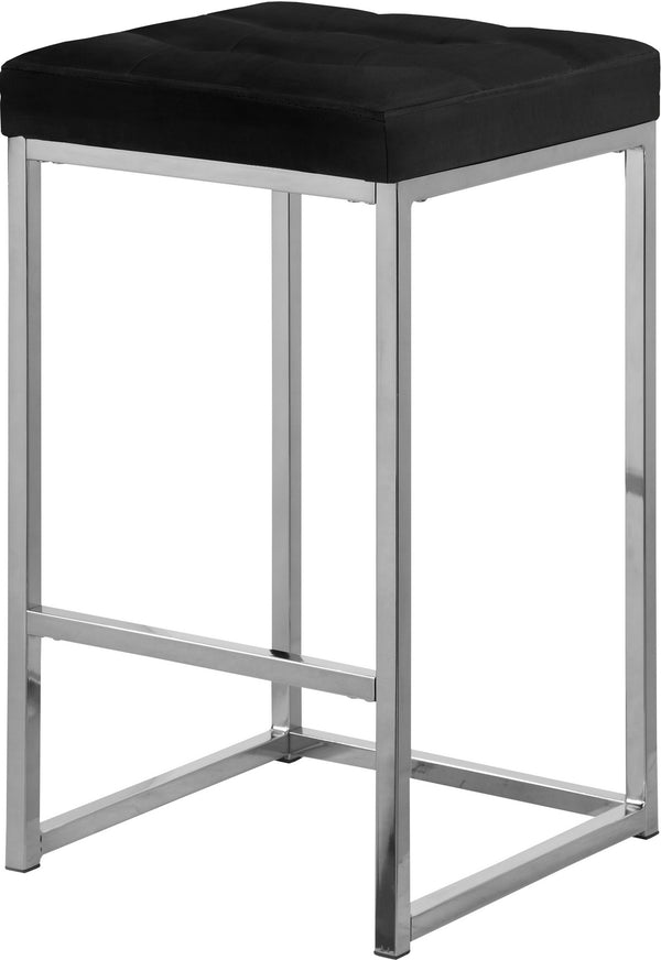 Pearl Stool In Black Velvet and Chrome
