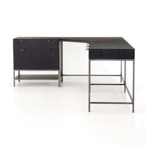 Trey Desk System With Filing Cabinet in Black Wash