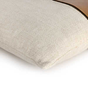 Leather and Linen Pillow In Sonoma Butterscotch And Thames Cream And Sonoma Butterscotch And 20"x20"
