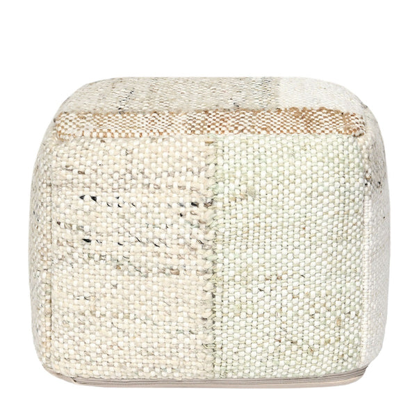 Ritsa Pouf 18x18x14 Multi with Stonewashed Cotton & Wool