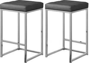 Pearl Stool In Grey Faux Leather and Chrome