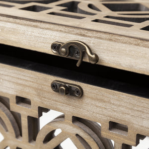 Estooki Set of 2 Natural Wood Mirrored Boxes
