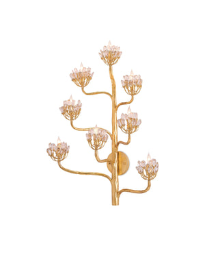 Agave Americana Gold Wall Sconce In Dark Contemporary Gold Leaf
