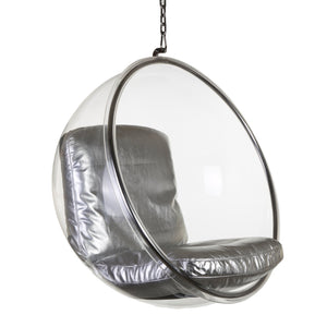 Globe chair- silver leather