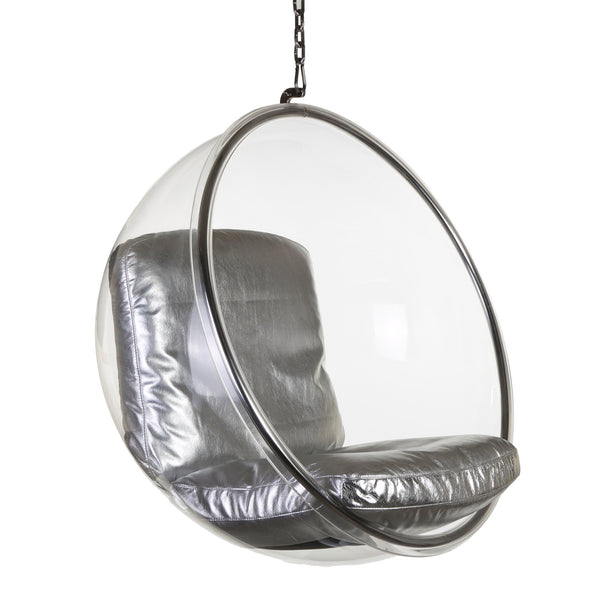 Globe chair- silver leather
