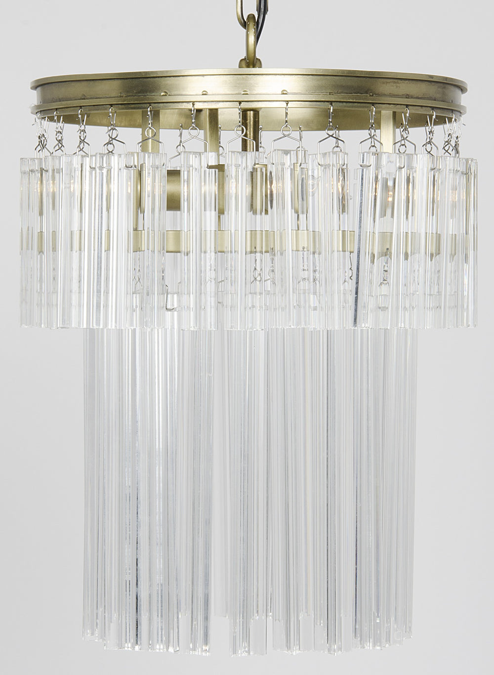 Toby Chandelier, Antique Brass and Crystal