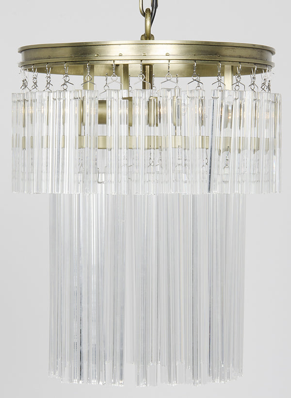 Toby Chandelier, Antique Brass and Crystal