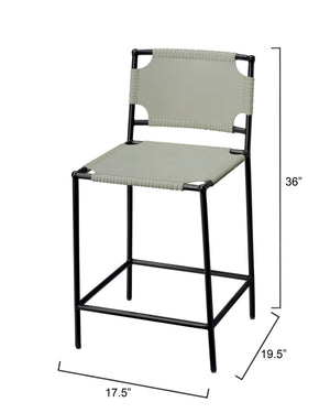 Asher Leather Counter Stool, Grey