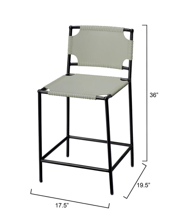 Asher Leather Counter Stool, Grey