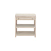 SIDE TABLE IN CERUSED OAK/INCLUDES BRASS & NICKEL HRDWR OPTIONS W ACRYLIC ROD