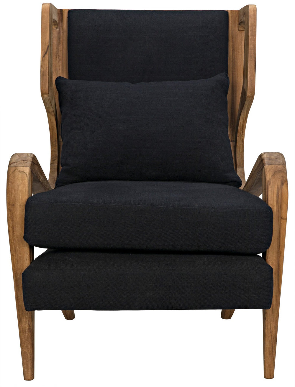 Carol Teak Chair in Waxed Finish with Black Cotton Upholstery