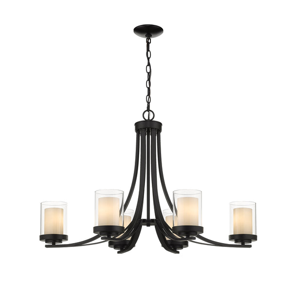 Willow 6 Light Chandelier in Matte Black Finish