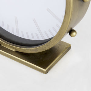 Marian 11.0L x 3.1W x 11.0H Gold Metal W/Studs Round Table Clock