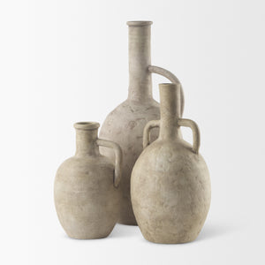 Zenni  5.3L x 5.3W x 9.3H Warm Beige Ceramic Vase
