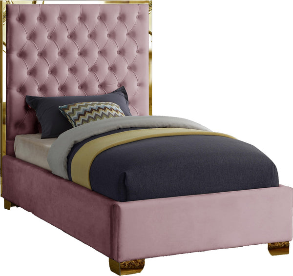 Jared Twin Bed In Pink Velvet