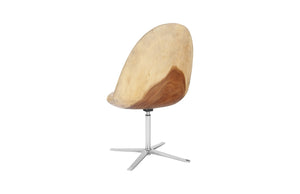 Smalloothed Swivel Chair, Chamcha Wood, Stainless Steel Base