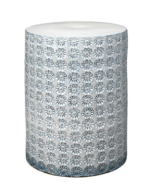 Wildflower Indoor/Outdoor Ceramic Side Table, Blue