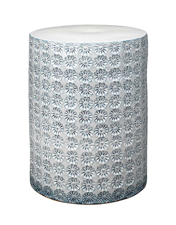 Wildflower Indoor/Outdoor Ceramic Side Table, Blue