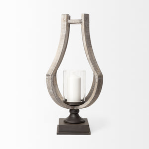 Brillion Large Rustic Wood Metal Table Candle Holder
