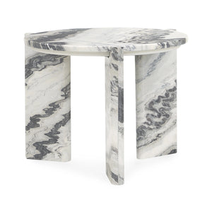 Zora Marble End Table in Charcoal Gray - Black/White