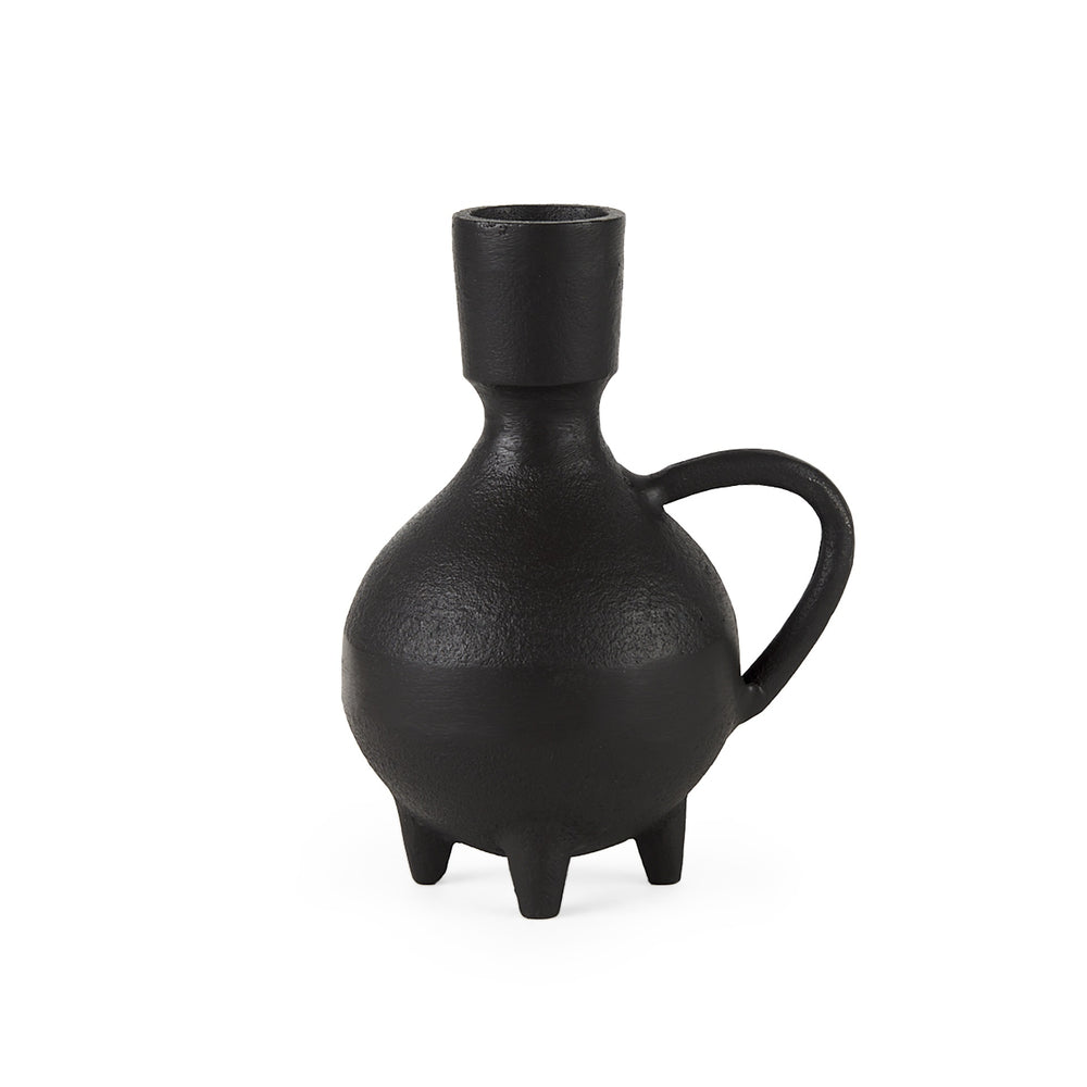 Cyrus Black Spherical Vase W/ Flute Decorative Object