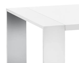 DALTON END TABLE - STAINLESS STEEL - HIGH GLOSS WHITE