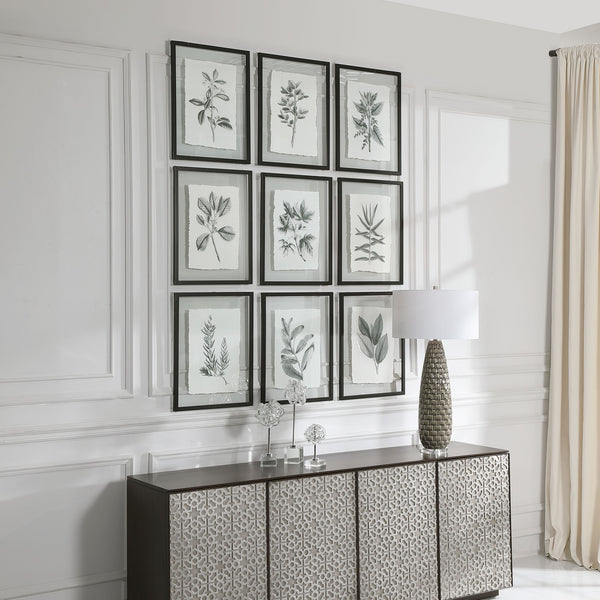 Farmhouse Florals Framed Prints, S/9