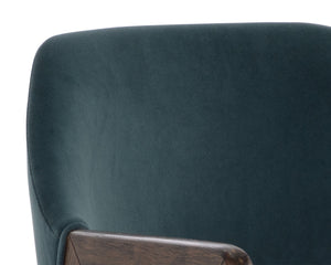 MILTON DINING ARMCHAIR - SMOKE ACACIA - MEG DUSTY TEAL