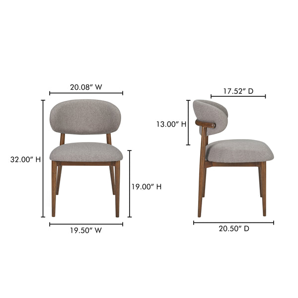 Ellie Dining Chair with Winged Backrest in Brown