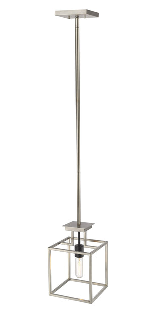 Quadra 1 Light Mini Pendant in Brushed Nickel + Black Finish