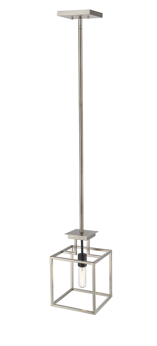 Quadra 1 Light Mini Pendant in Brushed Nickel + Black Finish