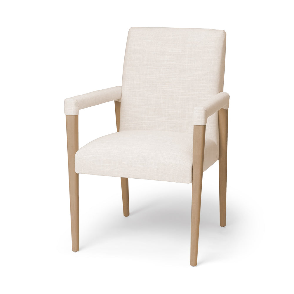 Palisades Cream Fabric Wrap Brown Wood Frame Dining Chair