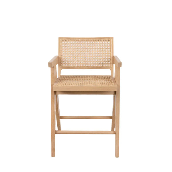 Jeanneret Counter Stool with Arms and Back - Ivory