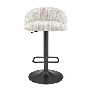 Jorrell KD Boucle Gaslift Swivel Bar Stool, Zenith White