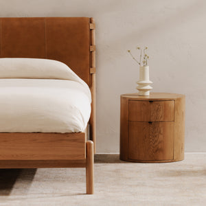 Theo Two Drawer Nightstand in Natural Oak