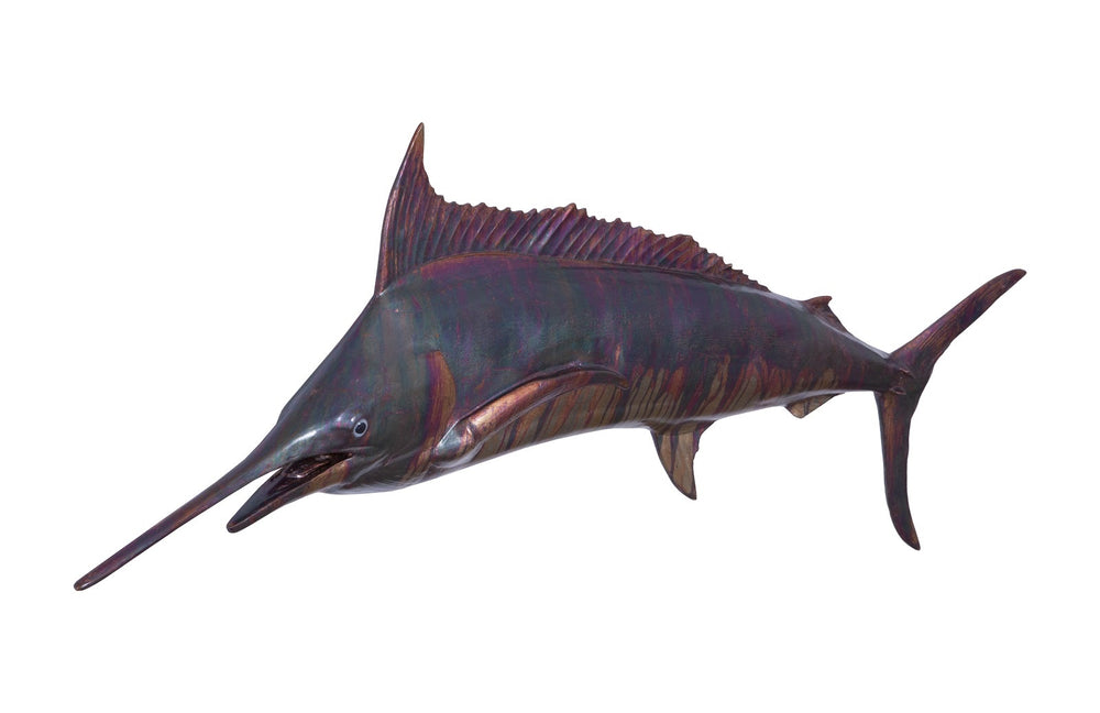 Blue Marlin Fish Wall Sculpture, Copper Patina