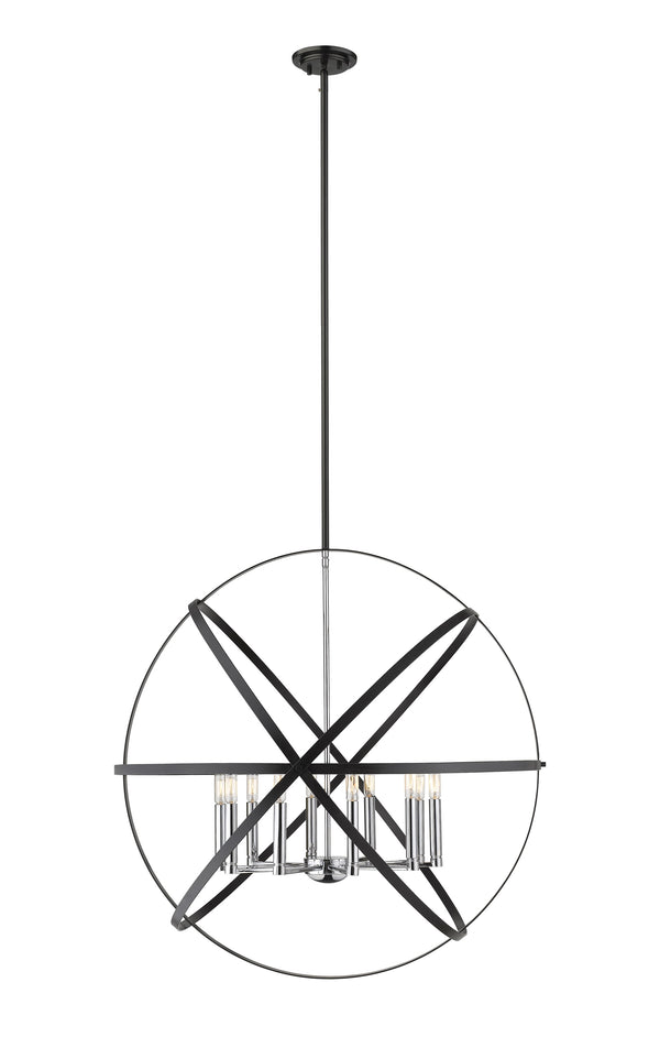 Cavallo 10 Light Pendant  in Hammered Black + Chrome Finish