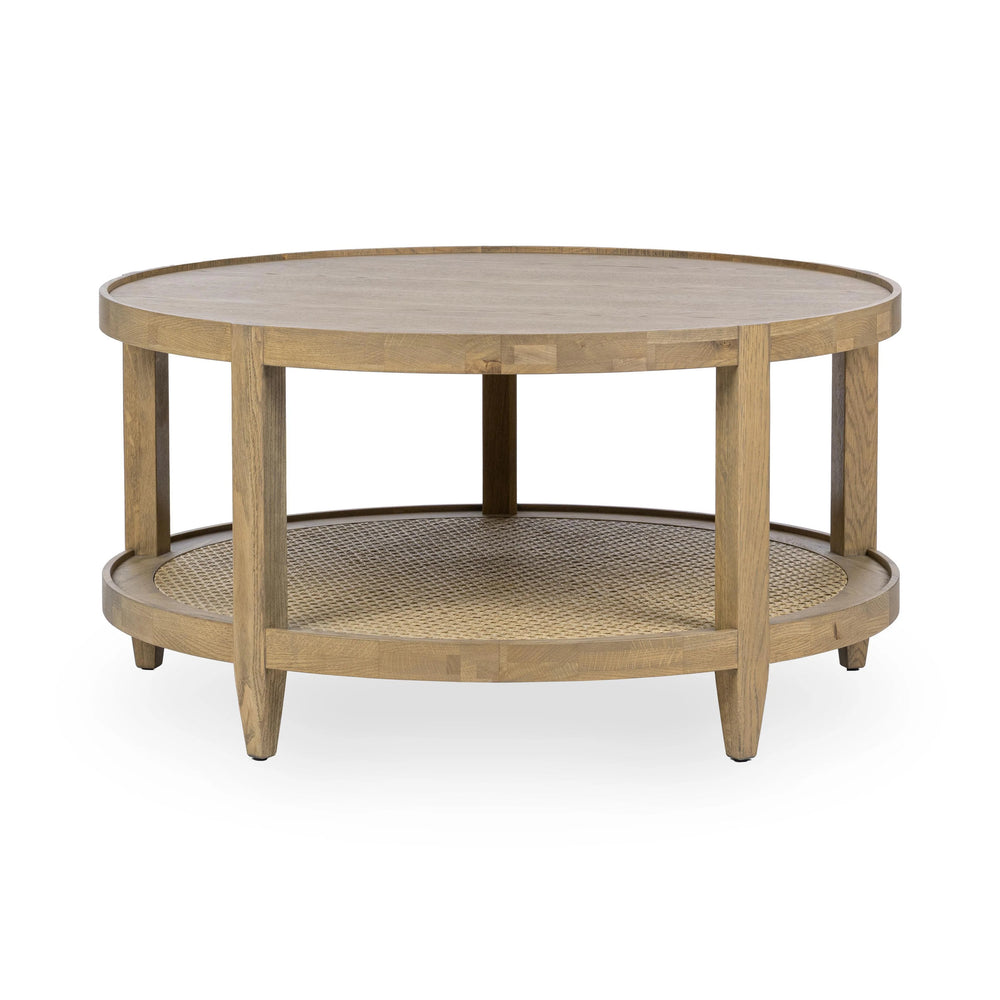 Devin Solid Wood Round Coffee Table - Khaki Mist