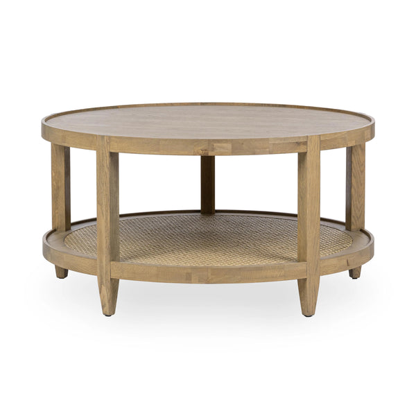 Devin Solid Wood Round Coffee Table - Khaki Mist
