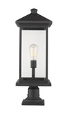 Portland 1 Light Outdoor Pier Mounted Fixture in Black Finish