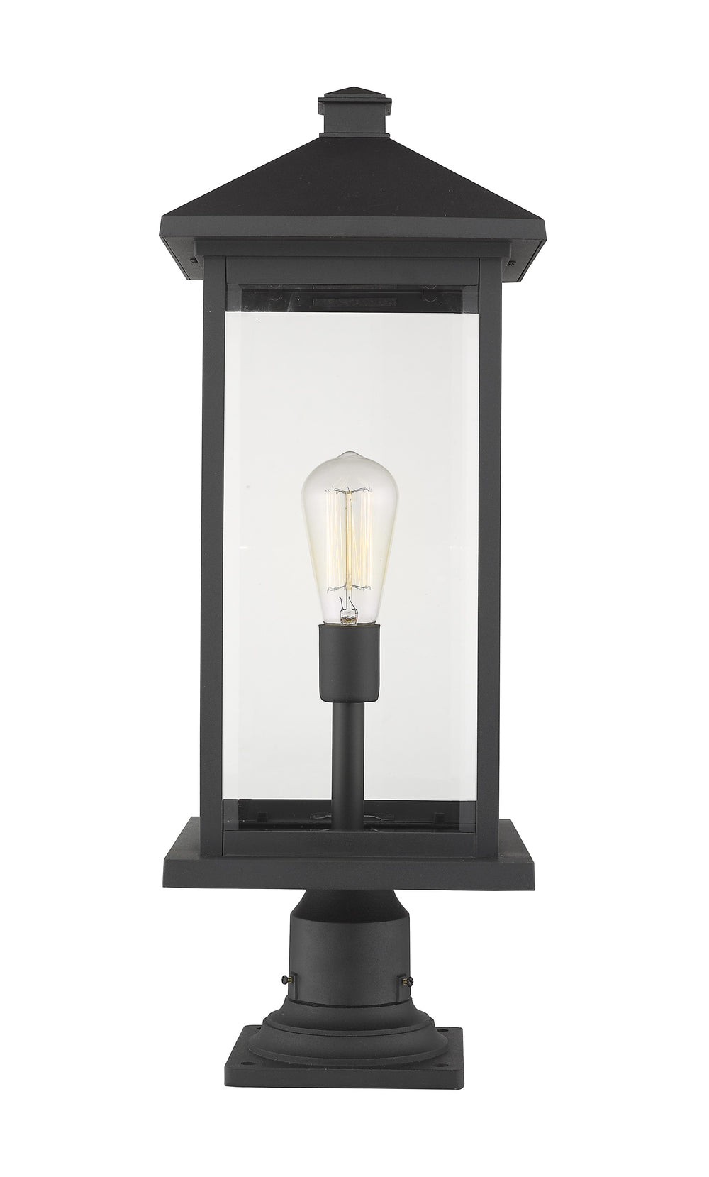Portland 1 Light Outdoor Pier Mounted Fixture in Black Finish