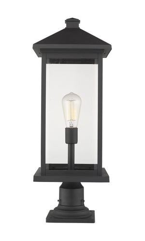Portland 1 Light Outdoor Pier Mounted Fixture in Black Finish